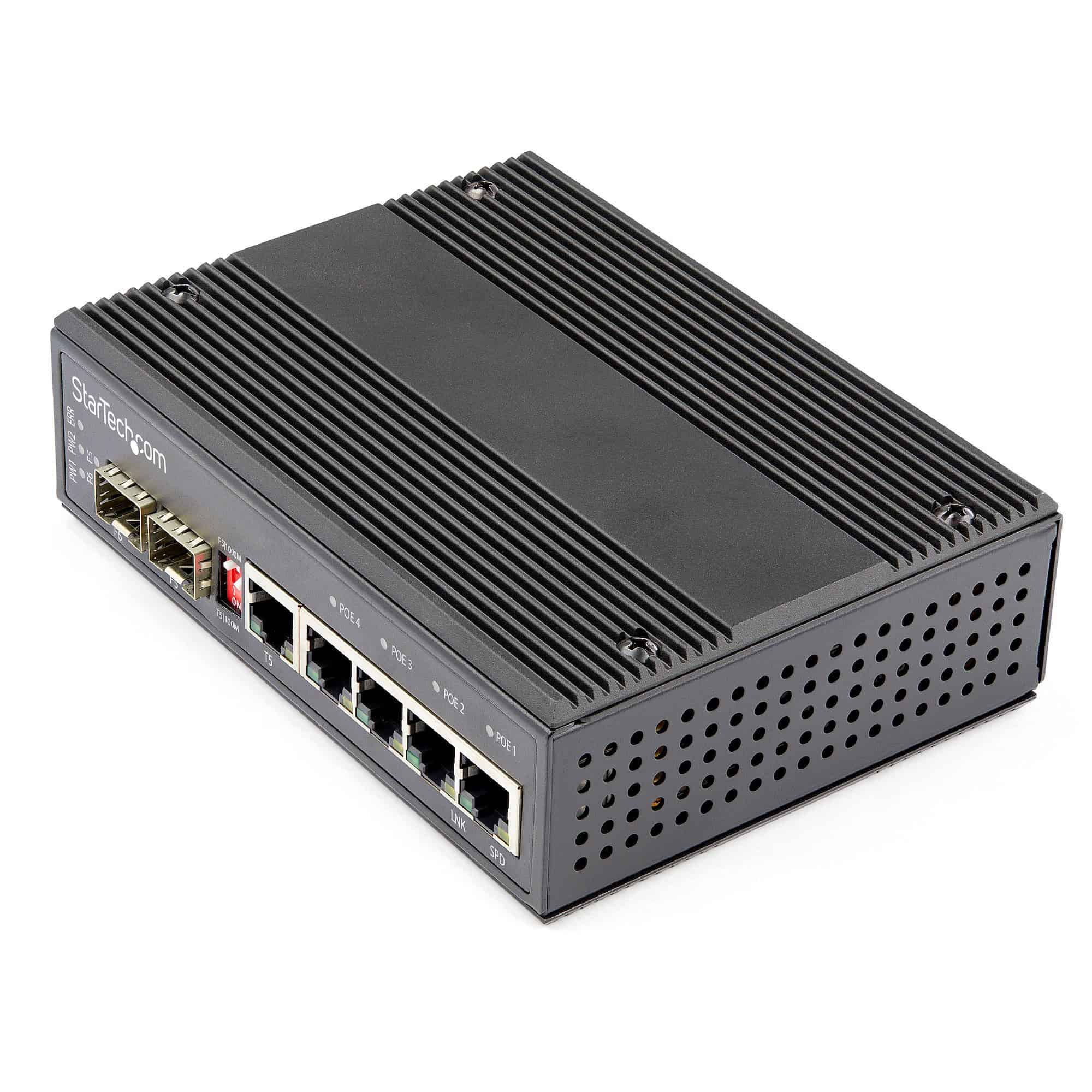StarTech.com Industrial 6 Port Gigabit Ethernet Switch 4 PoE RJ45 +2 SFP Slots 30W PoE+ 12-48VDC 10/100/1000 Rugged Power Over Ethernet LAN Switch -40C to 75C DIN Monteerbaar (IES1G52UP12V) thumbnail