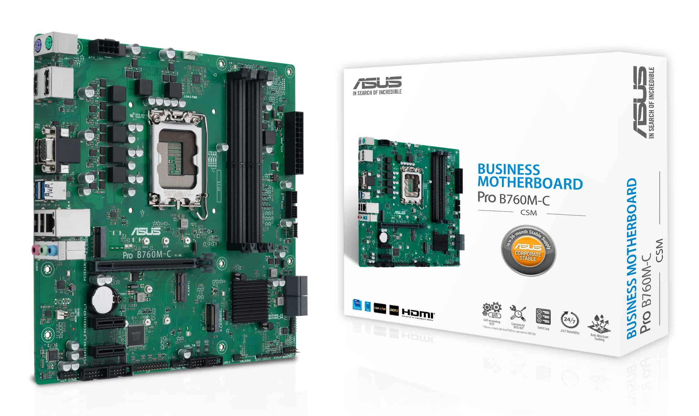 ASUS PRO B760M-C-CSM Intel B760 LGA 1700 micro ATX (90MB1DX0-M1EAYC) thumbnail