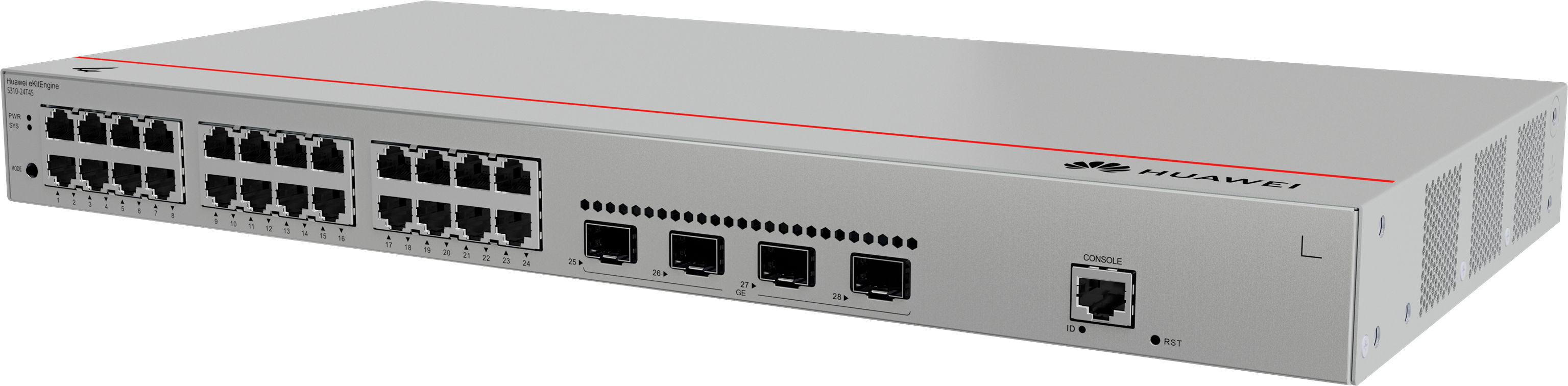HUAWEI eKit S310 Series S310-24T4S Managed L2+ Gigabit Ethernet (10/100/1000) 1U Grijs (98012202) thumbnail
