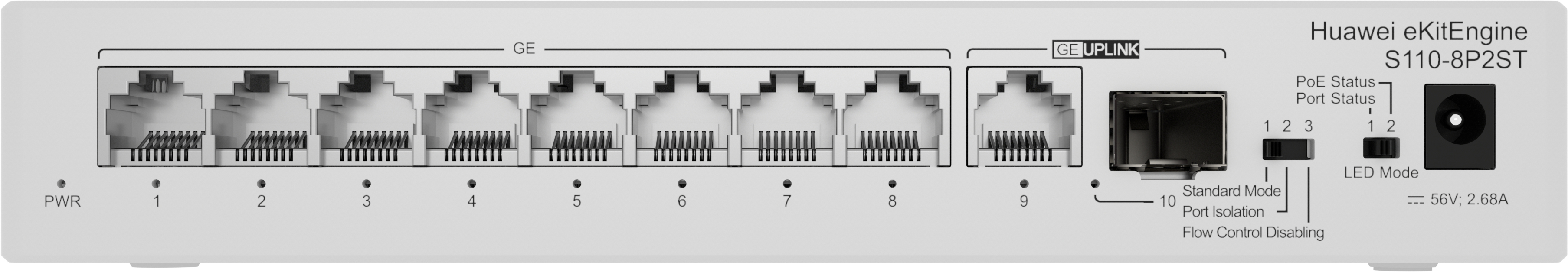 HUAWEI eKit S110 Series S110-8P2ST Unmanaged L2 Gigabit Ethernet (10/100/1000) Power over Ethernet (PoE) Grijs (98012269) thumbnail HUAWEI eKit S110 Series S110-8P2ST Unmanaged L2 Gigabit Ethernet (10/100/1000) Power over Ethernet (PoE) Grijs (98012269) thumbnail