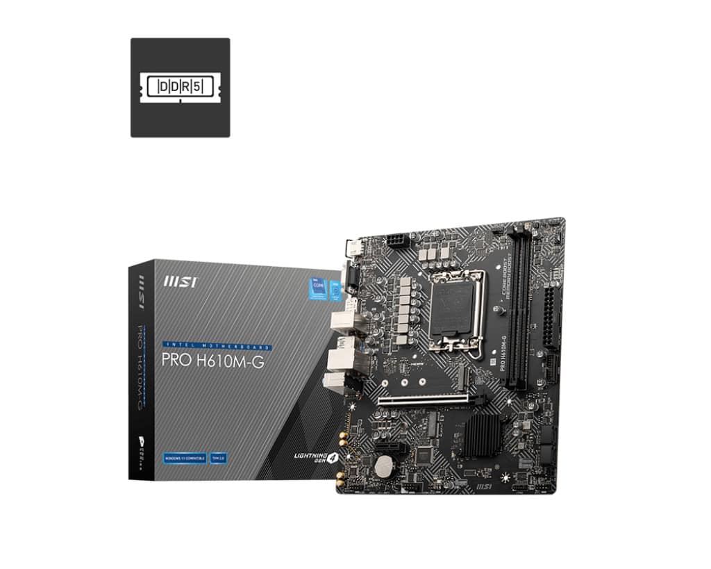 MSI PRO H610M-G moederbord Intel H610 LGA 1700 micro ATX (7D46-075R) thumbnail