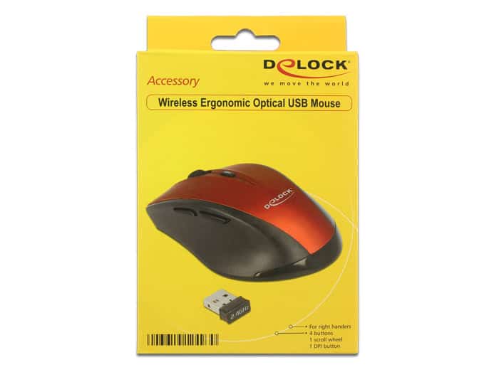 DeLOCK 12493 muis Rechtshandig RF Draadloos Optisch 1600 DPI (12493) thumbnail