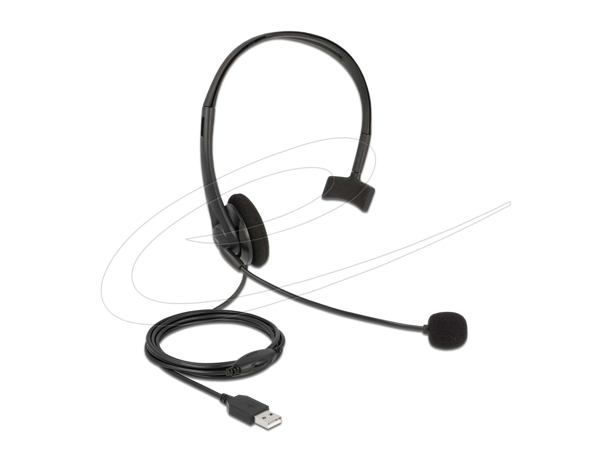 DELOCK USB Mono Headset mit Lautstärkeregler Ultra-Leicht (27177) thumbnail