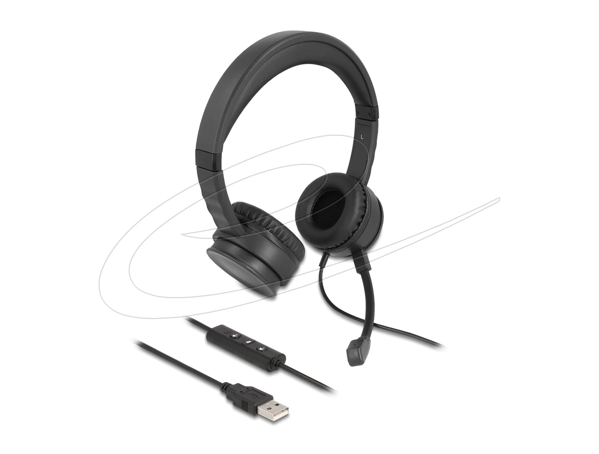 DELOCK USB Stereo Headset mit Kabel für PC und Notebook (27180) thumbnail