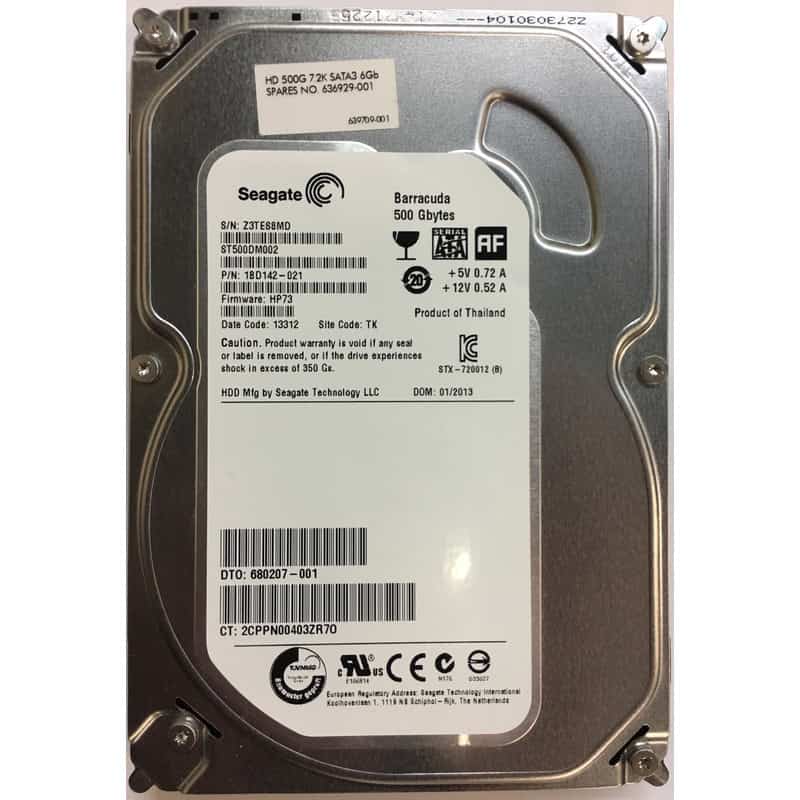 HP GNRC-HDD SATA 500GB 7200RPM 3.5in RAW (636928-001.636929-001.667720-001) thumbnail