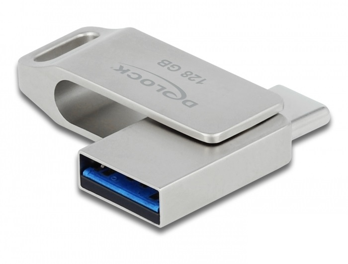 DeLOCK 54076 USB flash drive 128 GB USB Type-A / USB Type-C 3.2 Gen 1 (3.1 Gen 1) Zilver (54076) thumbnail