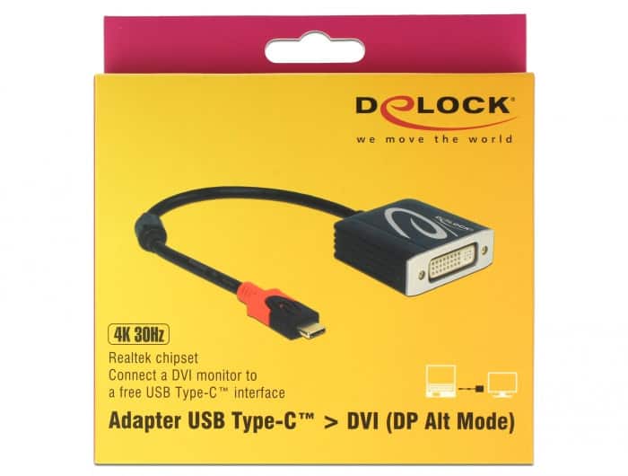 DeLOCK 61213 video kabel adapter 0,2 m USB Type-C DVI Zwart (61213) thumbnail