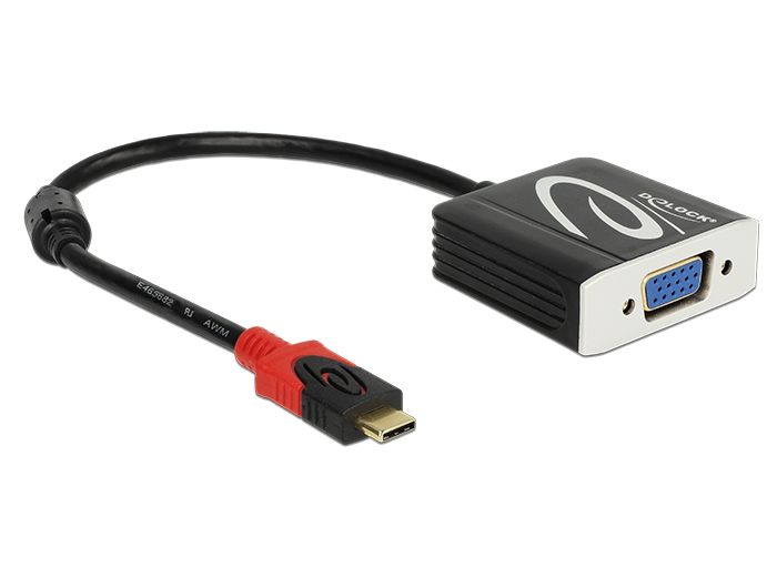 DeLOCK 62994 video kabel adapter 0,2 m USB Type-C VGA (D-Sub) Zwart (62994) thumbnail