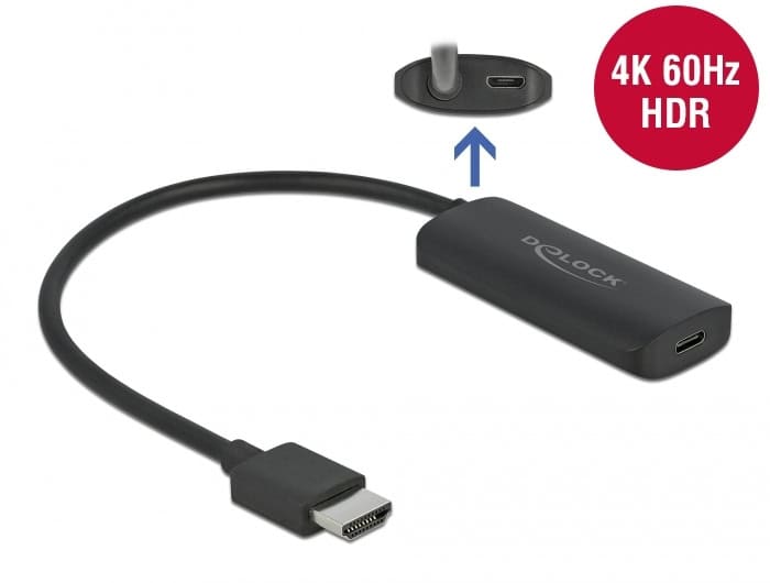 DeLOCK 63251 video kabel adapter HDMI Type A (Standaard) USB Type-C Zwart (63251) thumbnail
