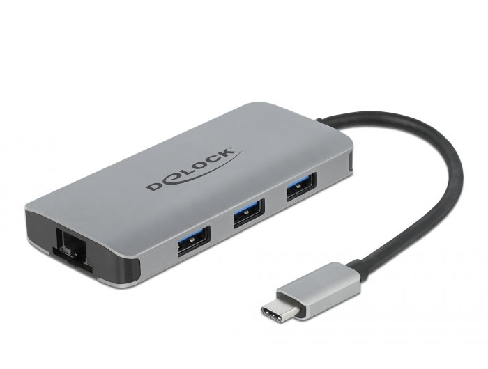DeLOCK 63252 notebook dock & poortreplicator Bedraad USB 3.2 Gen 1 (3.1 Gen 1) Type-C Grijs (63252) thumbnail