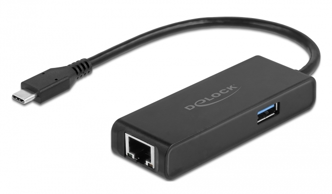 DeLOCK 63826 interface hub USB 3.2 Gen 1 (3.1 Gen 1) Type-C 1000 Mbit/s Zwart (63826) thumbnail