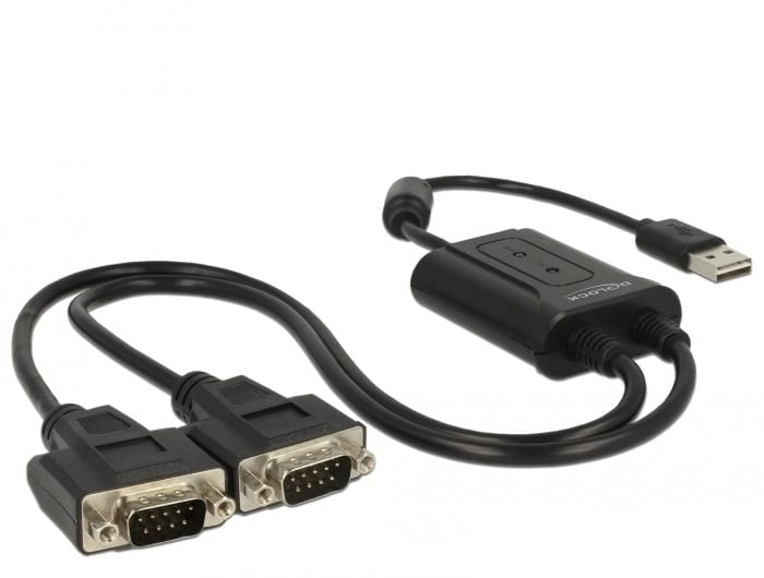 DeLOCK 63950 seriële kabel Zwart 0,6 m USB 2.0 Type-A 2 x RS-232 DB9 (63950) thumbnail