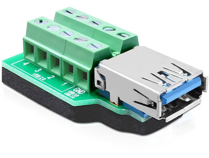 DeLOCK 65370 tussenstuk voor kabels USB 3.0-A 10p Zwart, Groen, Zilver (65370) thumbnail
