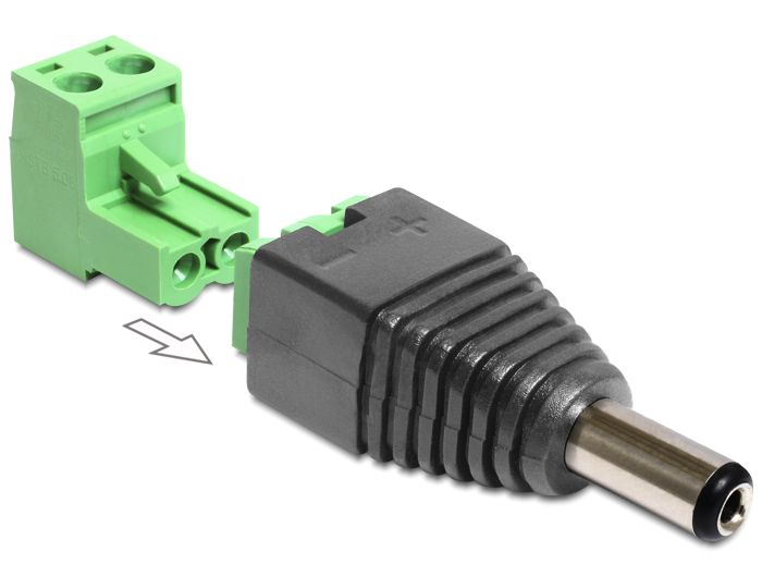 DeLOCK 65422 tussenstuk voor kabels DC 2.1 x 5.5 mm 2p Zwart, Groen (65422) thumbnail