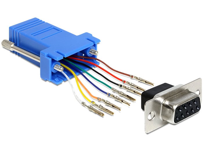 DeLOCK 65430 tussenstuk voor kabels Sub-D 9p RJ45 Zwart, Blauw, Zilver (65430) thumbnail