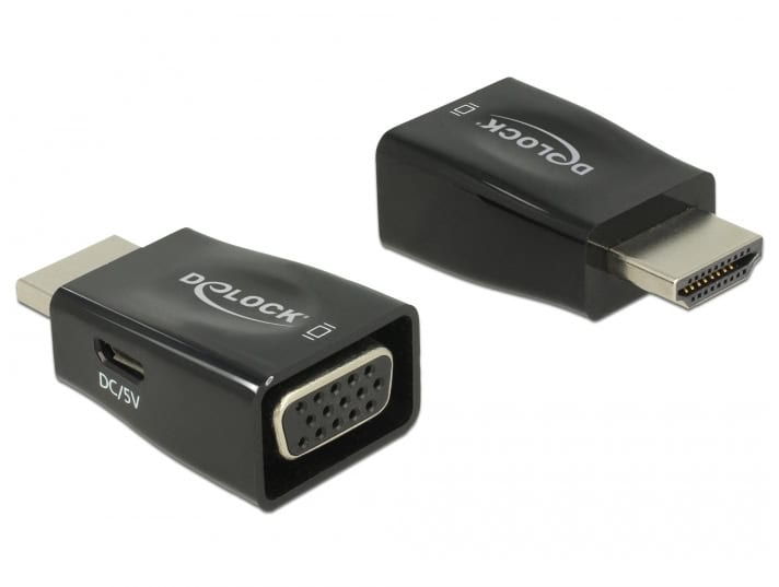 DeLOCK 65902 tussenstuk voor kabels HDMI A VGA Zwart (65902) thumbnail