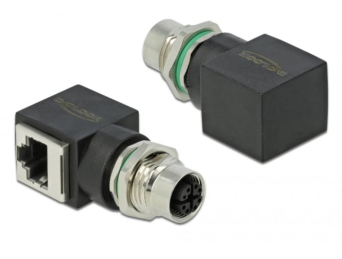 DeLOCK 66316 tussenstuk voor kabels M12 RJ45 Zwart (66316) thumbnail