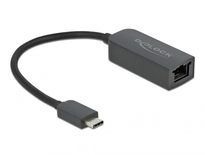 DeLOCK 66645 tussenstuk voor kabels USB Type-C LAN RJ45 Zwart (66645) thumbnail