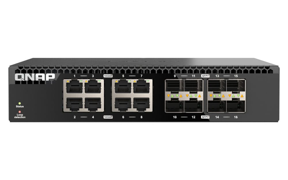 QNAP QSW-3216R-8S8T netwerk-switch Unmanaged L2 10G Ethernet (100/1000/10000) Zwart (QSW-3216R-8S8T) thumbnail