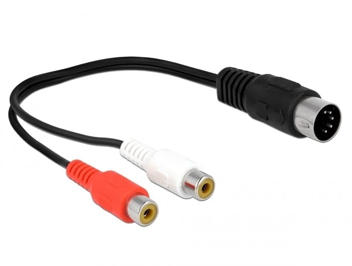 DeLOCK 85835 audio kabel 0,2 m DIN (5-pin) 2 x RCA Zwart (85835) thumbnail