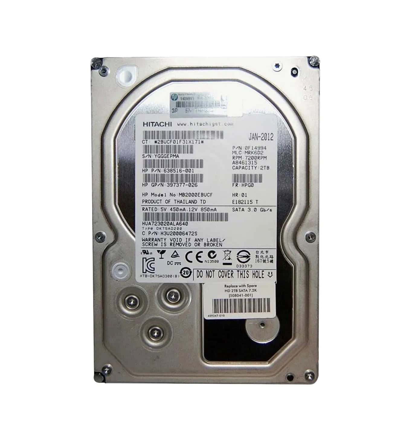 HP SPS-DRV HD 2TB 3.5 7.2K WD 3G SATA HP (651167-001) thumbnail