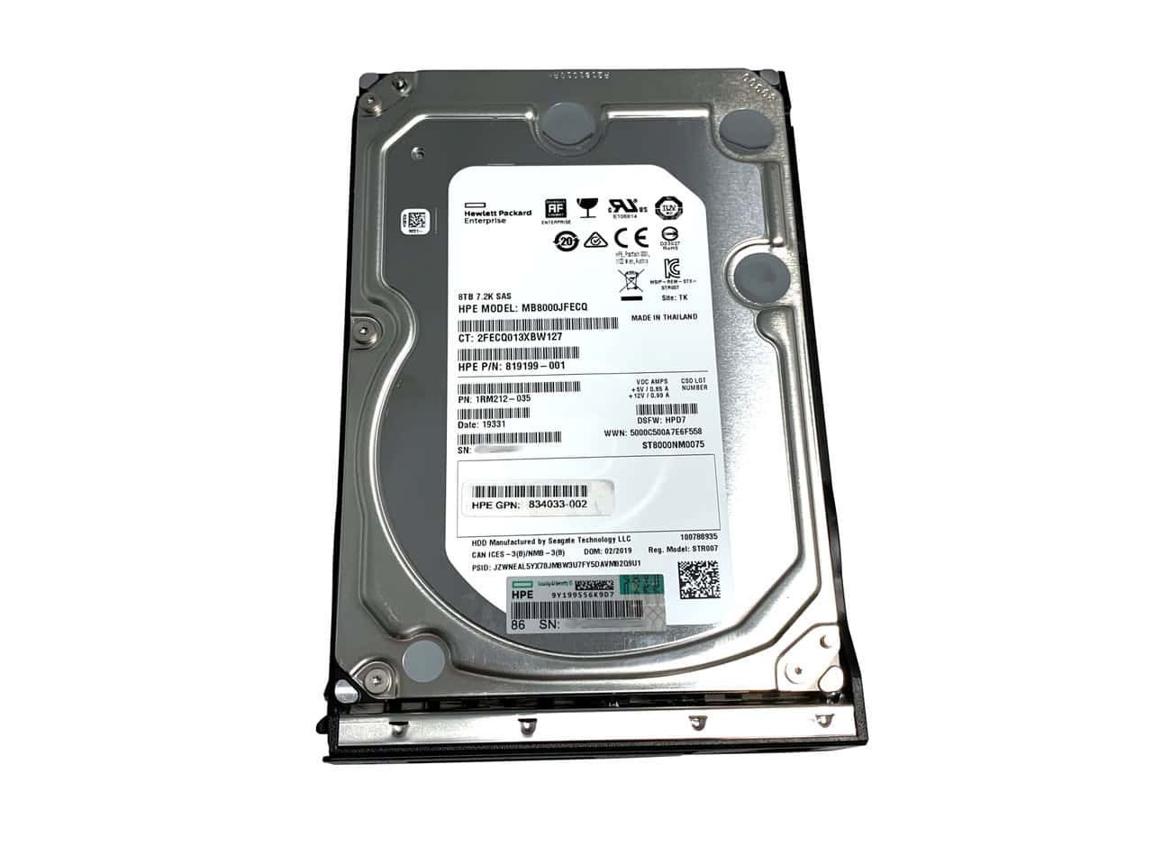 HP 8TB SAS hard drive - 12 Gb/s (834132-001) thumbnail