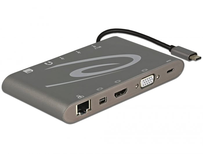 DeLOCK 87297 interface hub USB 3.2 Gen 2 (3.1 Gen 2) Type-C Grijs (87297) thumbnail