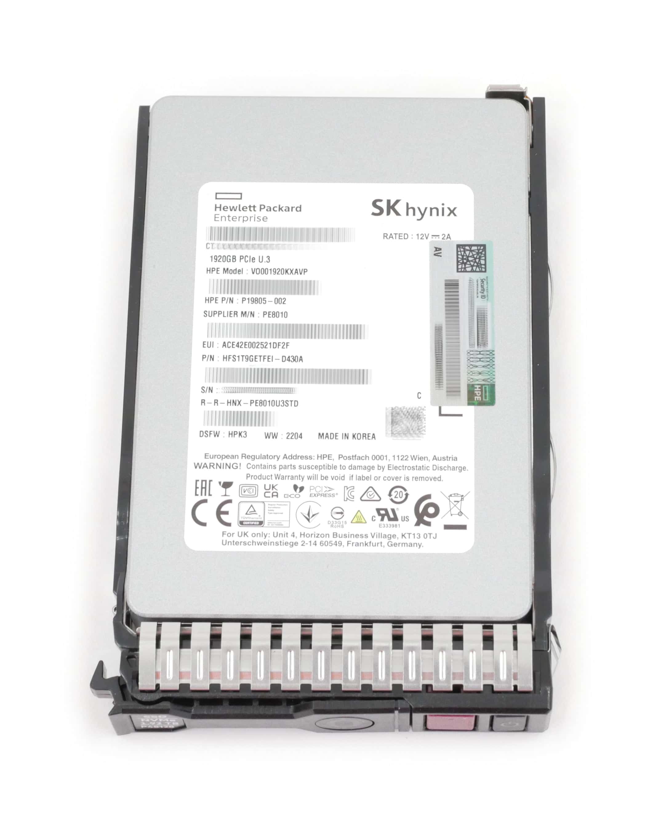 HP SPS-DRV SSD 1.92TB SFF NVMe RI U.2 SCN (P48128-001) thumbnail