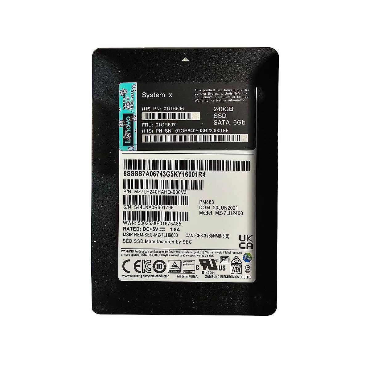 Lenovo SSD 240GB SATA G3HS 2.5 PM863a (01GR837) thumbnail