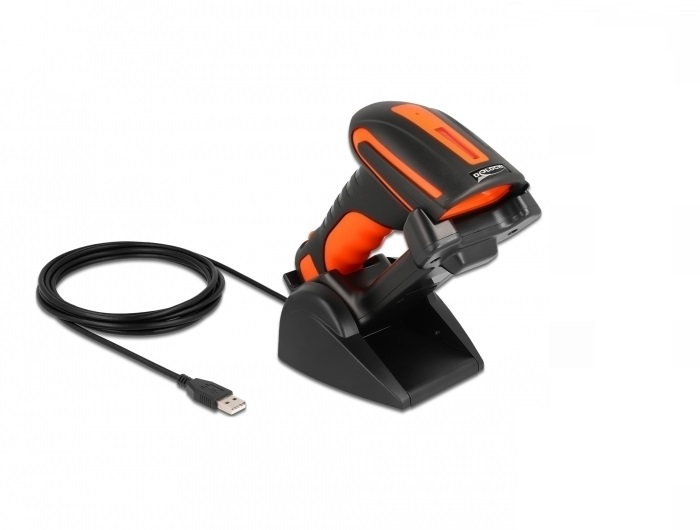 DeLOCK 90556 barcode-lezer Draagbare streepjescodelezer 1D/2D CMOS Zwart, Oranje (90556) thumbnail