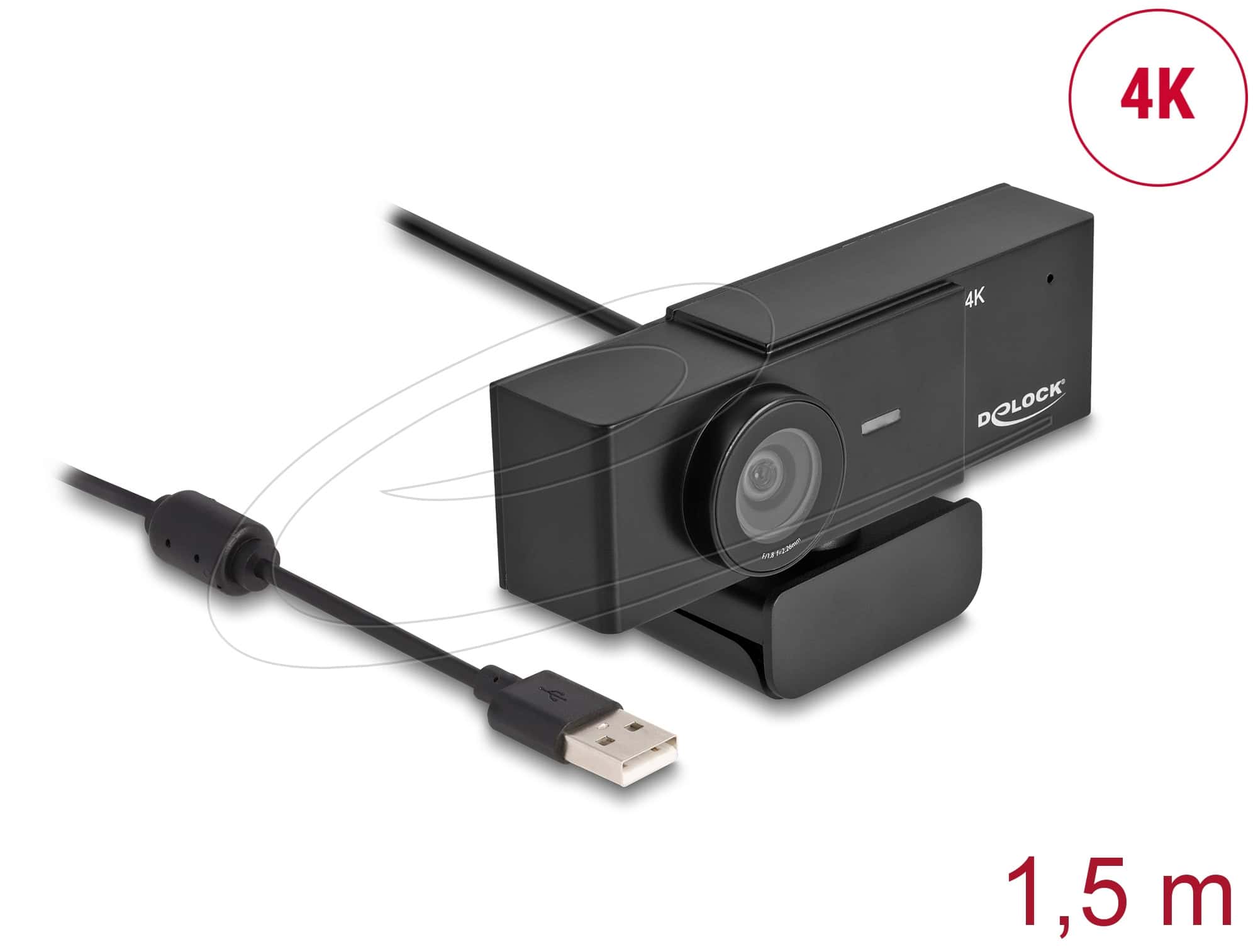 DELOCK USB UHD Webcam mit Mikrofon 4K 30Hz 110° Blickwinkel (96400) thumbnail