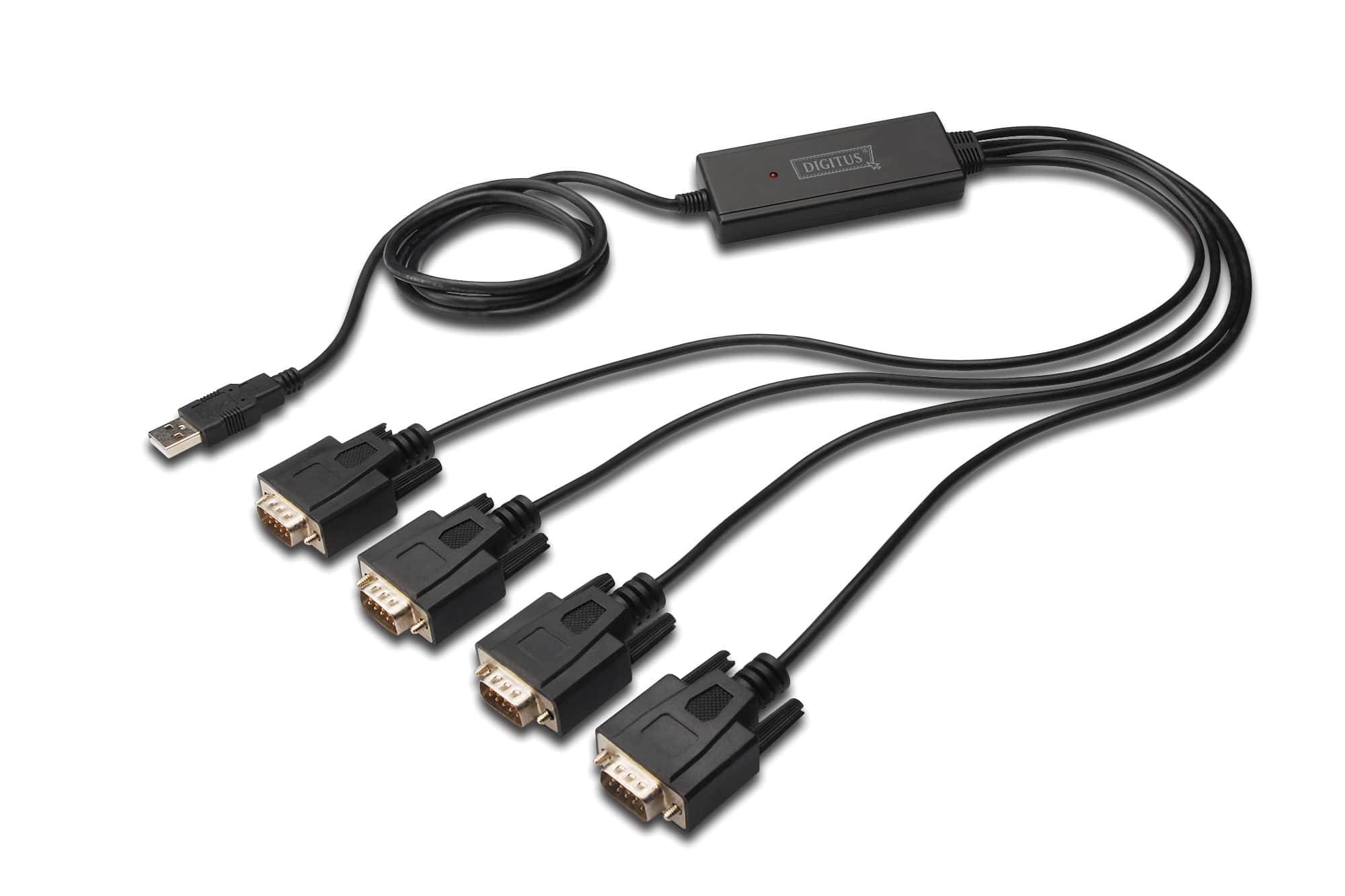 Digitus USB 2.0 - 4x RS-232 seriële kabel Zwart 1,5 m USB Type-A DB-9 (DA-70159) thumbnail