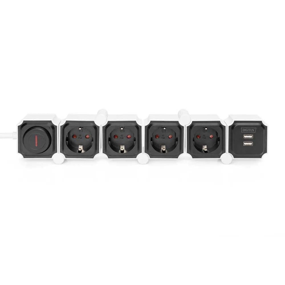 DIGITUS Steckdosenleiste 4x + 2USB, Schalter, Flexibel 1,6m (DA-70620) thumbnail