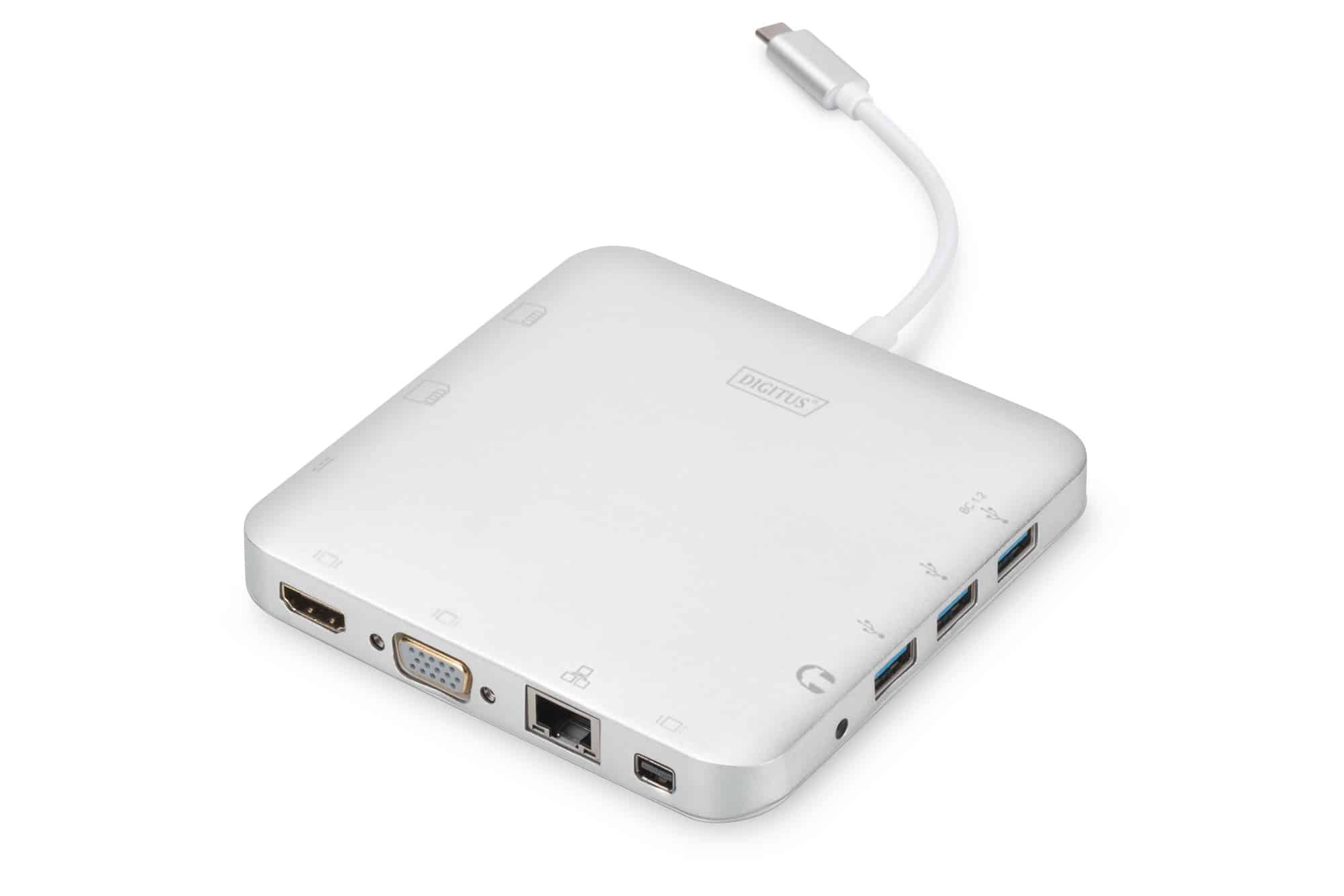 Digitus DA-70863 notebook dock & poortreplicator Bedraad USB 3.2 Gen 2 (3.1 Gen 2) Type-C Zilver (DA-70863) thumbnail