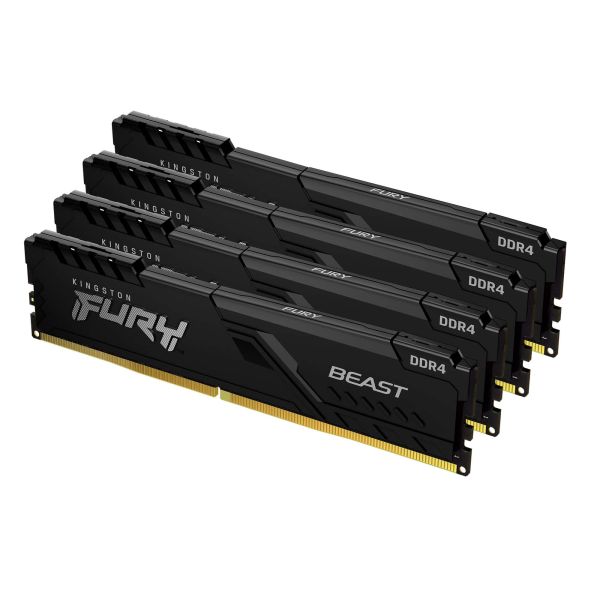 Kingston Technology FURY Beast 32GB 3200MT/s DDR4 CL16 DIMM (Kit van 4) Black (KF432C16BBK4/32)