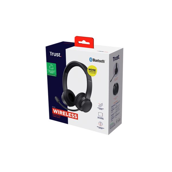 Trust Ayda Draadloze Headset - Bluetooth headset – USB-C aansluiting – Zwart (25463) Trust Ayda Draadloze Headset - Bluetooth headset – USB-C aansluiting – Zwart (25463)