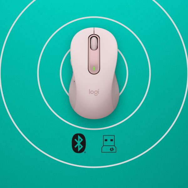 Logitech Signature M650 Draadloze Muis - Voor kleine tot middelgrote handen, 2 jaar batterijduur, stil klikken, aanpasbare zijknoppen, Bluetooth, compatibel met meerdere apparaten - Roze (910-006254)