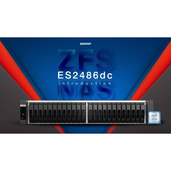 QNAP ES2486dc NAS Rack (2U) Intel® Xeon® D D-2142IT 128 GB DDR4 0 TB QNAP Enterprise System Zwart (ES2486DC-2142IT-128G)