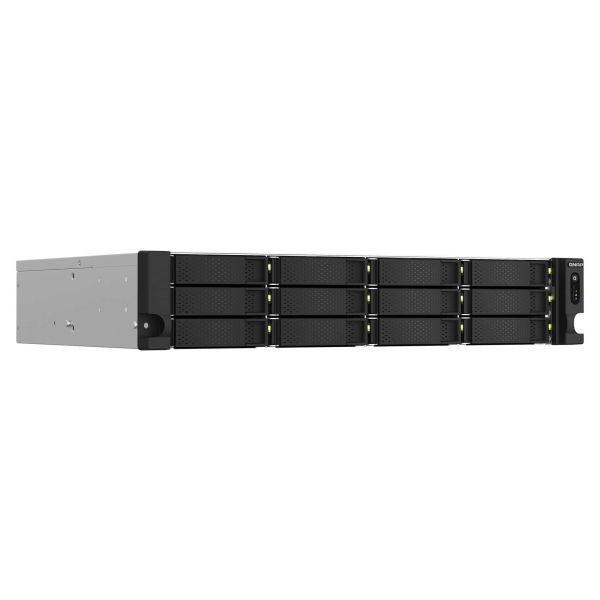 QNAP TS-1264U-RP NAS Rack (2U) Intel® Celeron® 8 GB DDR4 0 TB QNAP QTS Aluminium, Zwart (TS-1264U-RP-8G)