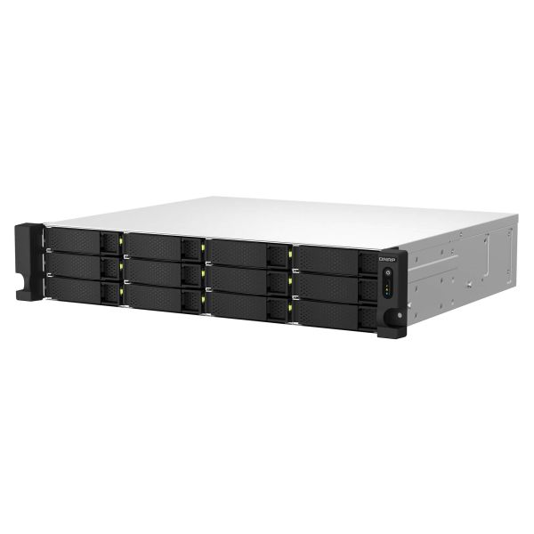QNAP TS-1264U-RP NAS Rack (2U) Intel® Celeron® 8 GB DDR4 0 TB QNAP QTS Aluminium, Zwart (TS-1264U-RP-8G)