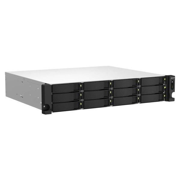 QNAP TS-1264U-RP NAS Rack (2U) Intel® Celeron® 8 GB DDR4 0 TB QNAP QTS Aluminium, Zwart (TS-1264U-RP-8G)