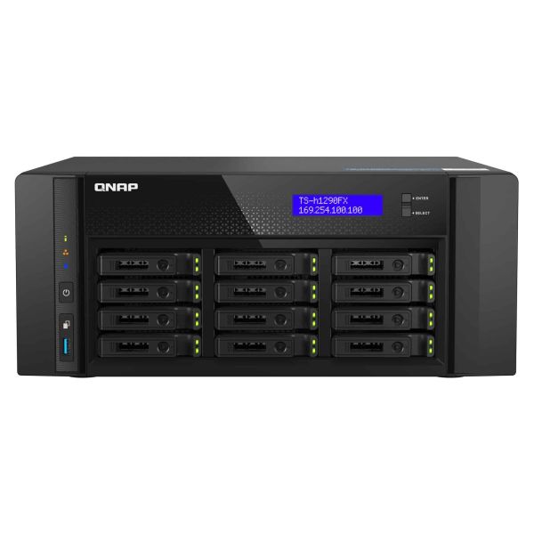 QNAP TS-h1290FX NAS Tower EPYC 7302P 128 GB DDR4 0 TB QuTS hero Zwart (TS-H1290FX-7302P-128G)