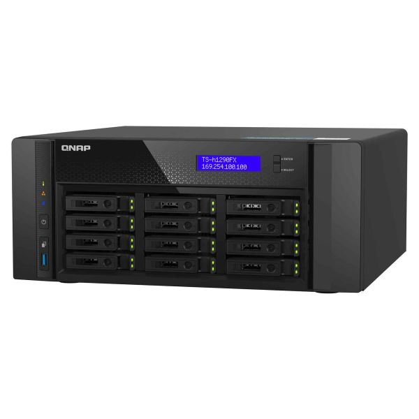 QNAP TS-h1290FX NAS Tower EPYC 7302P 128 GB DDR4 0 TB QuTS hero Zwart (TS-H1290FX-7302P-128G)