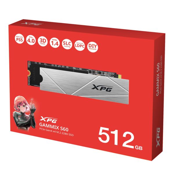 XPG GAMMIX S60 512 GB M.2 PCI Express 4.0 NVMe 3D NAND (AGAMMIXS60-512G-CS)