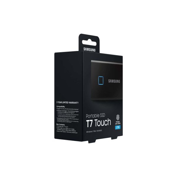 Samsung MU-PC2T0K, T7 Touch, 2000 GB, USB Type-C, 3.2 Gen 2 (3.1 Gen 2), 1050 MB/s, Wachtwoordbeveiliging, Zwart (MU-PC2T0K/WW)