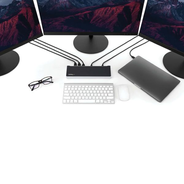 StarTech.com 4K USB-C Dock, Triple UHD 4K Monitor Docking Station, Mac & Windows, USB C to HDMI & DisplayPort, 60W Power Delivery, 5x USB 5Gbps Hub (DK30CH2DPPDU)