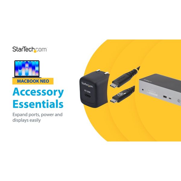 StarTech.com 4K USB-C Dock, Triple UHD 4K Monitor Docking Station, Mac & Windows, USB C to HDMI & DisplayPort, 60W Power Delivery, 5x USB 5Gbps Hub (DK30CH2DPPDU)