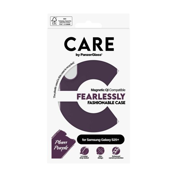 PanzerGlass CARE™ by ® Case Plum Purple w. Qi Compatible Samsung Galaxy S25+ mobiele telefoon behuizingen Hoes Paars (CRRFCTQG37942)
