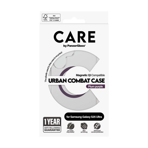 PanzerGlass CARE™ by ® Urban Combat Case Transparent w. Plum Purple Qi Compatible Samsung Galaxy S25 Ultra mobiele telefoon behuizingen Hoes Transparant (CRRFUTCG38488) PanzerGlass CARE™ by ® Urban Combat Case Transparent w. Plum Purple Qi Compatible Samsung Galaxy S25 Ultra mobiele telefoon behuizingen Hoes Transparant (CRRFUTCG38488)