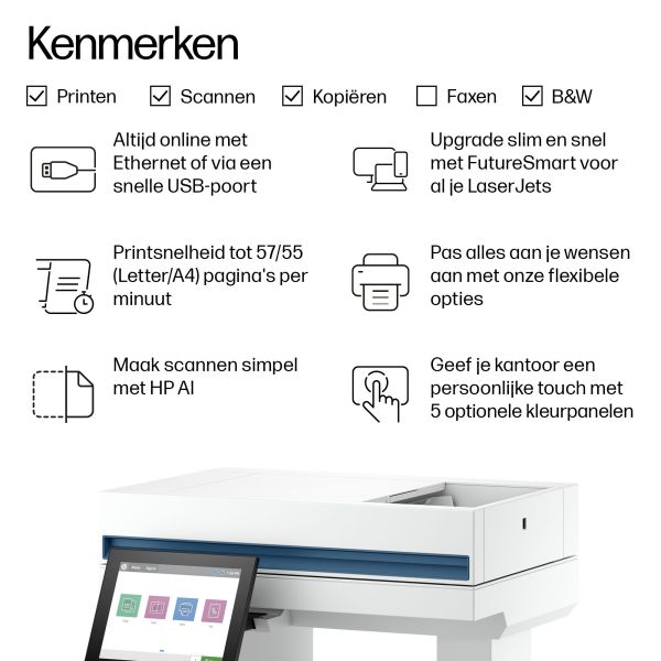 HP LaserJet Enterprise 675T8A#B19 multifunctionele printer Laser A4 1200 x 1200 DPI 55 ppm (675T8A#B19)